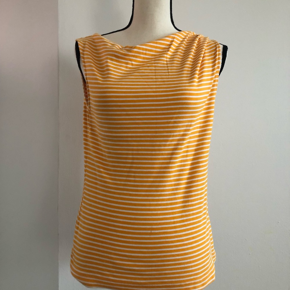 Lilly Pulitzer orange and white cotton striped sleeveless shirt. Size M.